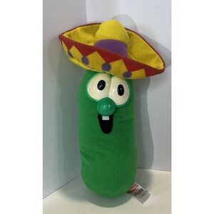 Fisher-Price VeggieTales Larry the Cucumber Sombrero Plush Toy 2000 77486 9in